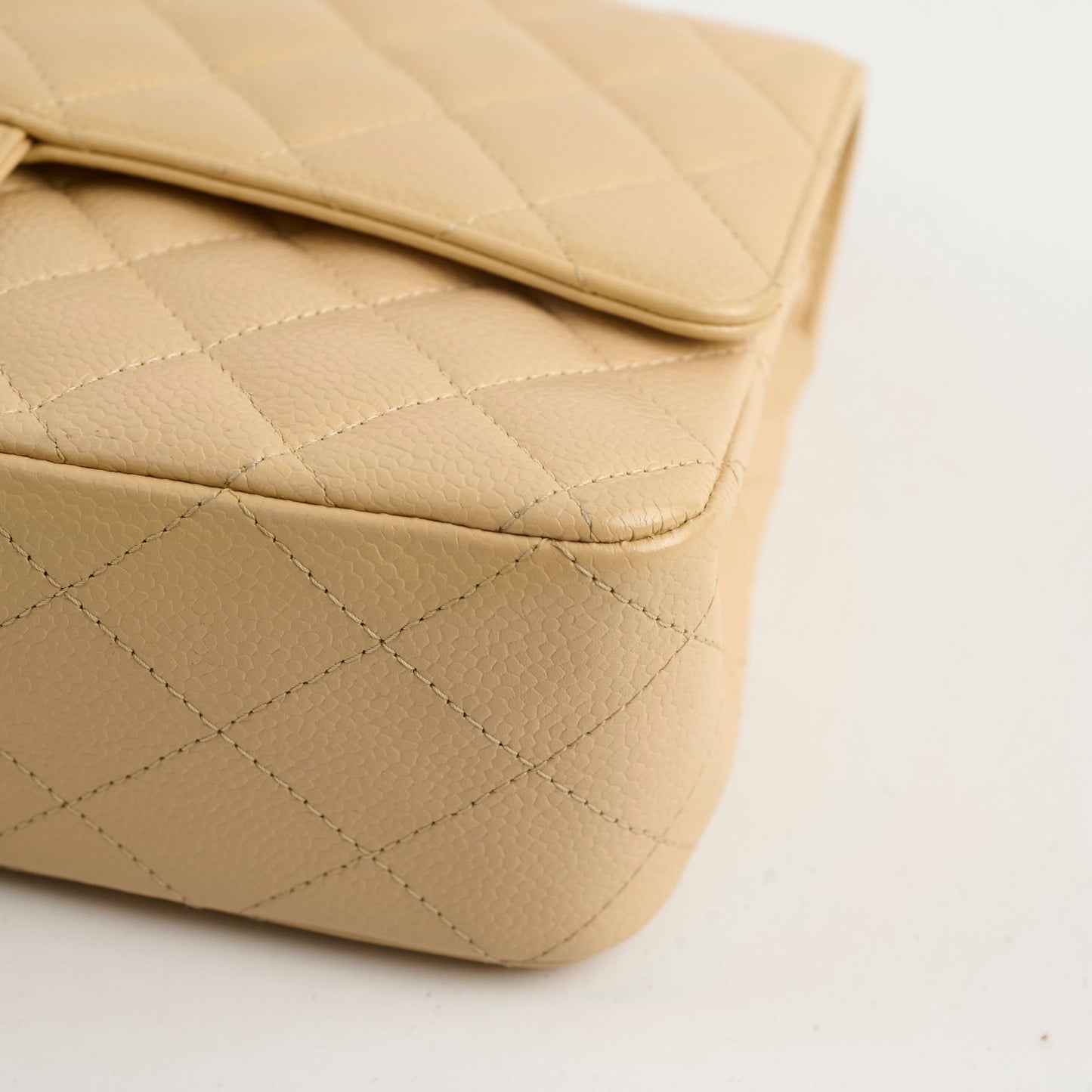 Chanel Medium/Large Caviar Double Classic Flap Beige