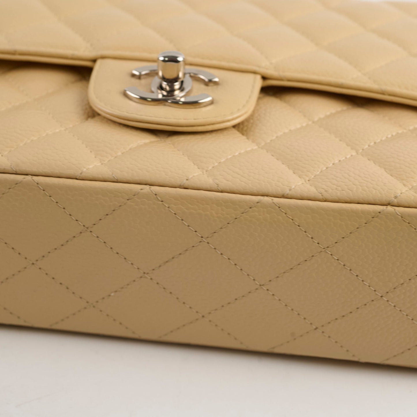 Chanel Medium/Large Caviar Double Classic Flap Beige