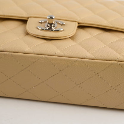 Chanel Medium/Large Caviar Double Classic Flap Beige