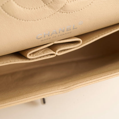 Chanel Medium/Large Caviar Double Classic Flap Beige