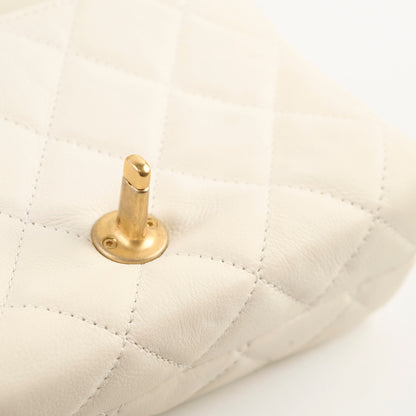 Chanel Calfskin Accordion Pearl Flap Bag White 28 Series