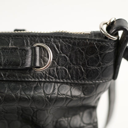 Saint Laurent Croc Embossed Tote Black