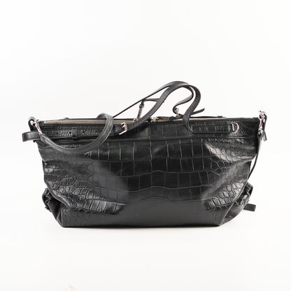 Saint Laurent Croc Embossed Tote Black