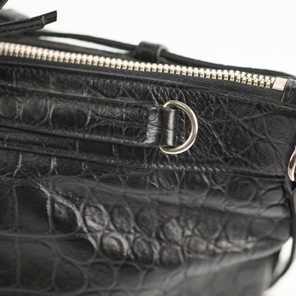 Saint Laurent Croc Embossed Tote Black