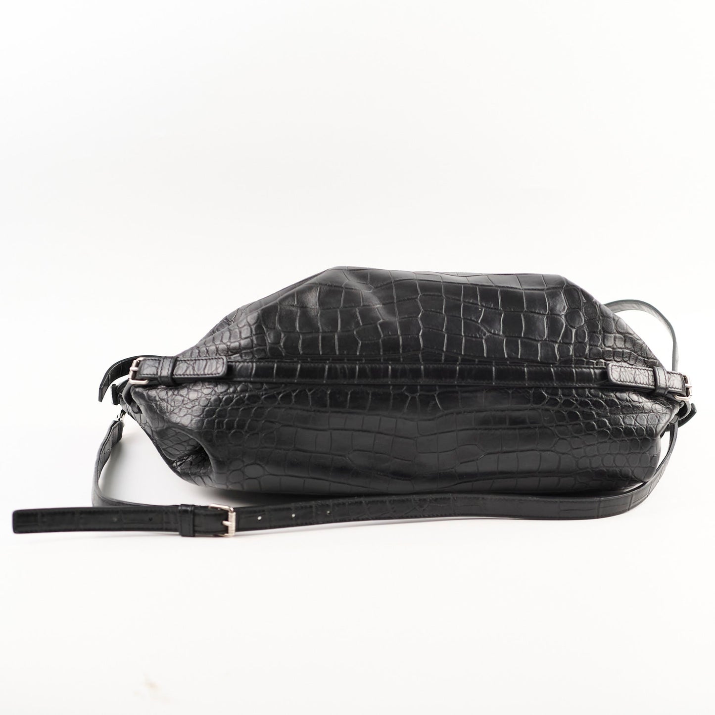 Saint Laurent Croc Embossed Tote Black