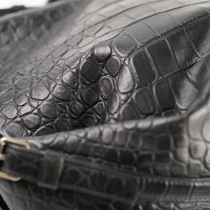 Saint Laurent Croc Embossed Tote Black