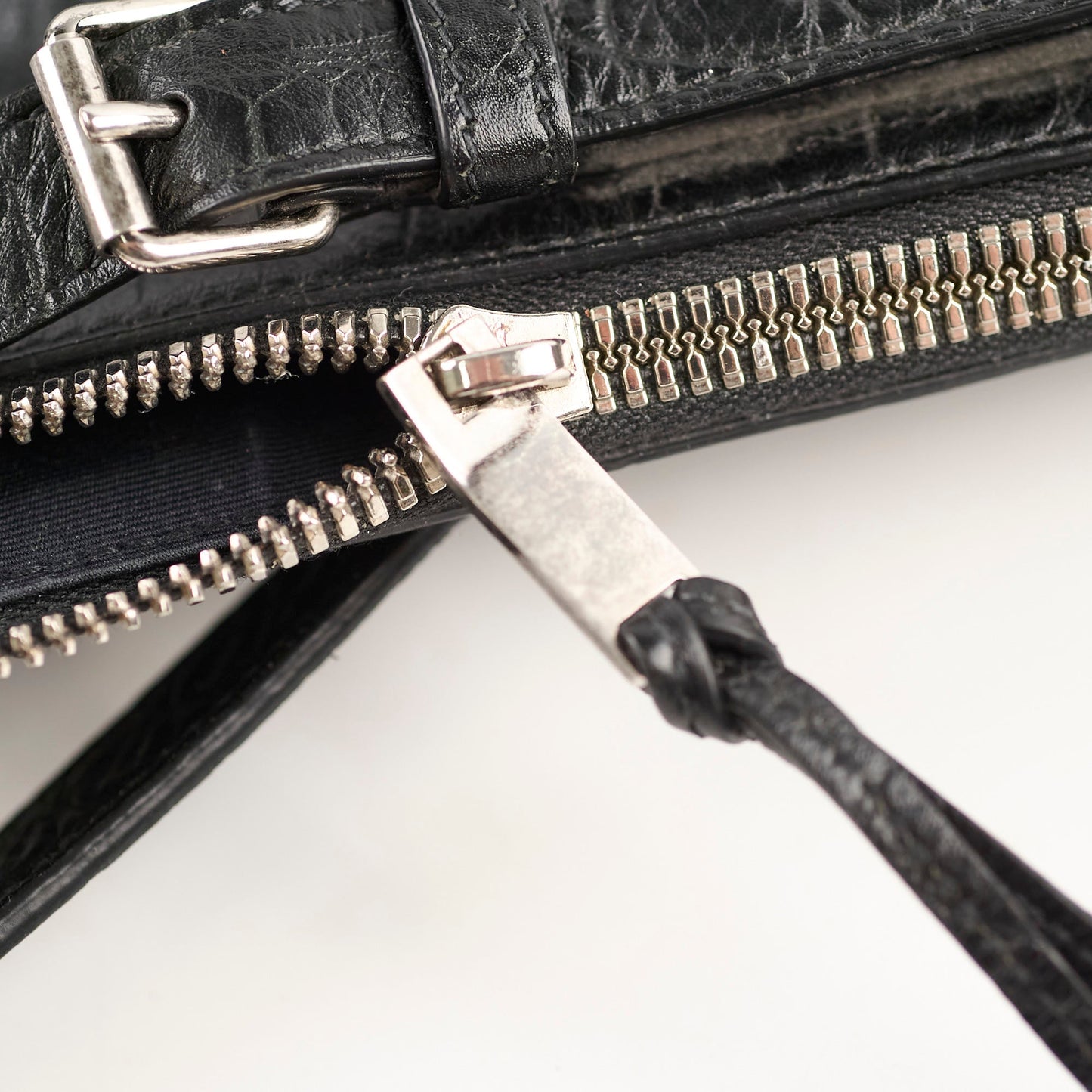 Saint Laurent Croc Embossed Tote Black