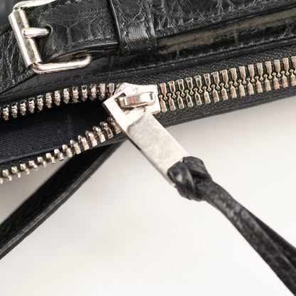 Saint Laurent Croc Embossed Tote Black
