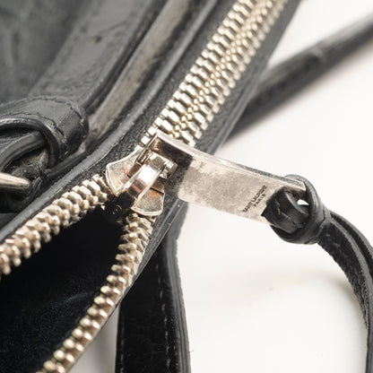 Saint Laurent Croc Embossed Tote Black