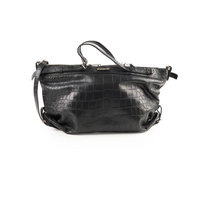 Saint Laurent Croc Embossed Tote Black
