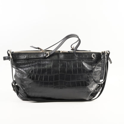 Saint Laurent Croc Embossed Tote Black