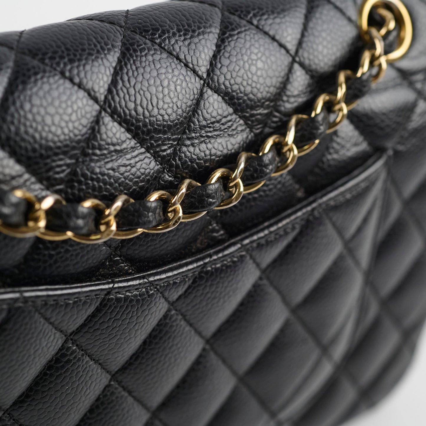Chanel Medium/Large Caviar Classic Double Flap GHW Black