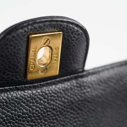 Chanel Medium/Large Caviar Classic Double Flap GHW Black