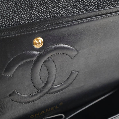 Chanel Medium/Large Caviar Classic Double Flap GHW Black
