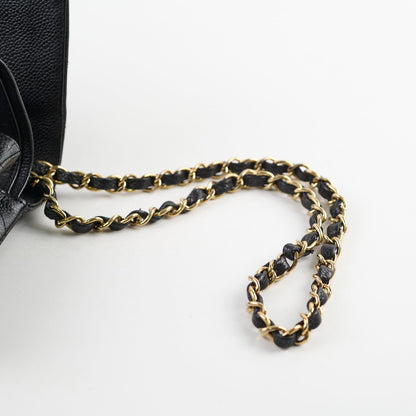 Chanel Medium/Large Caviar Classic Double Flap GHW Black