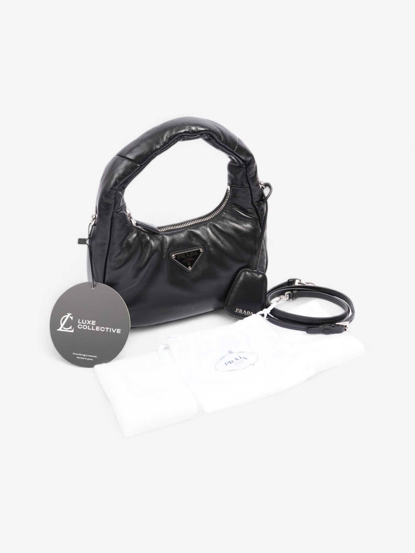 Prada Soft Padded Shoulder Bag Black Nappa Leather