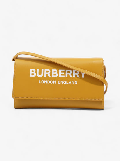 Burberry Logo Chain Wallet Mustard Leather