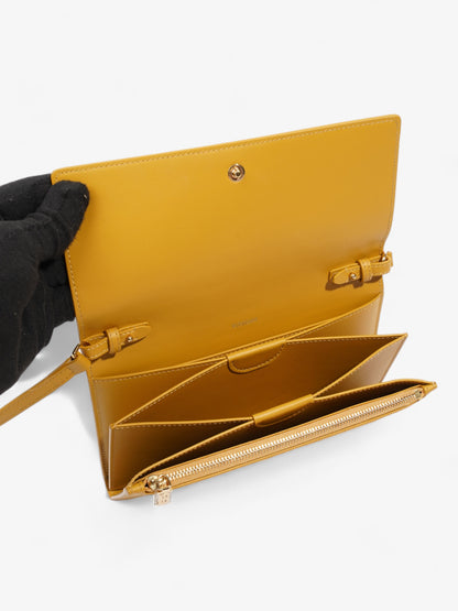 Burberry Logo Chain Wallet Mustard Leather
