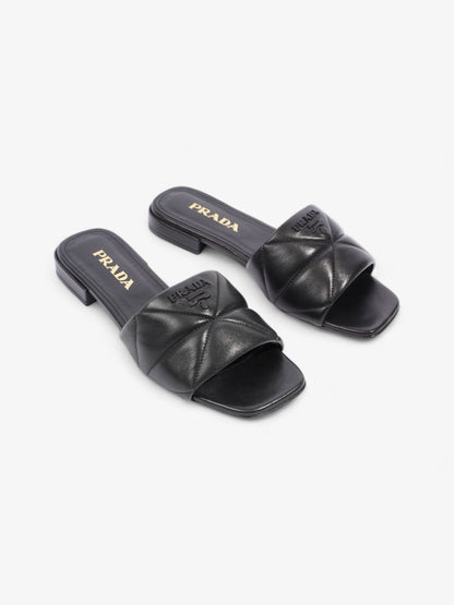 Prada Logo Sandali Quilted Black Nappa Leather EU 38 UK 5