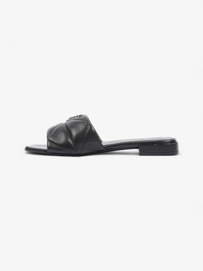 Prada Logo Sandali Quilted Black Nappa Leather EU 38 UK 5