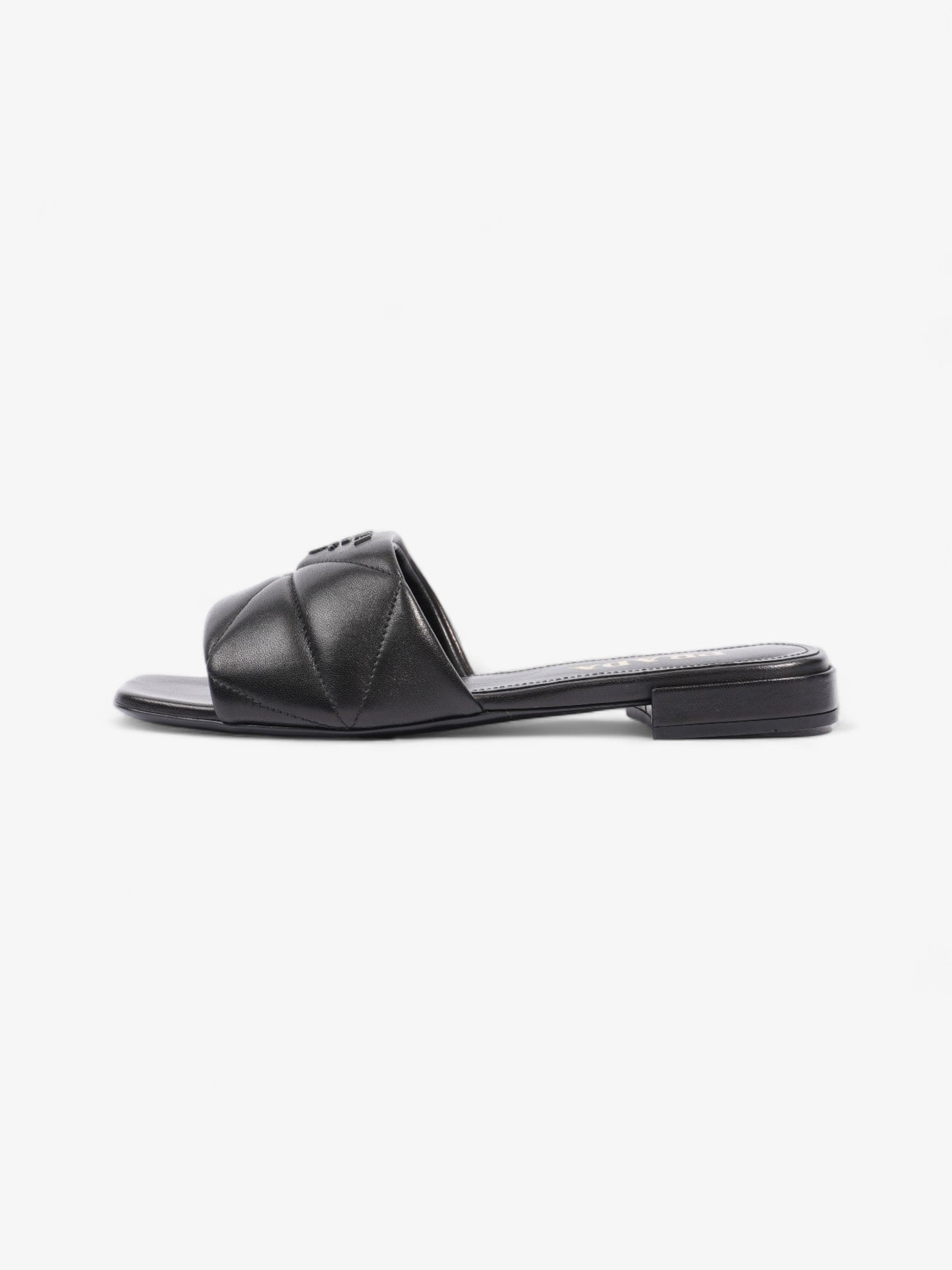 Prada Logo Sandali Quilted Black Nappa Leather EU 38 UK 5