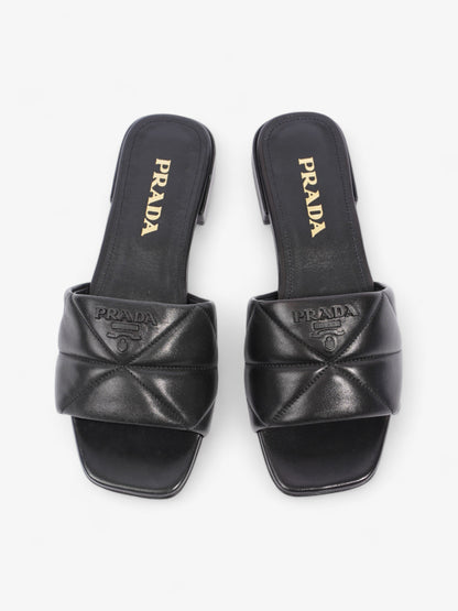 Prada Logo Sandali Quilted Black Nappa Leather EU 38 UK 5