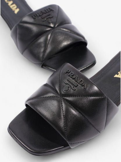 Prada Logo Sandali Quilted Black Nappa Leather EU 38 UK 5