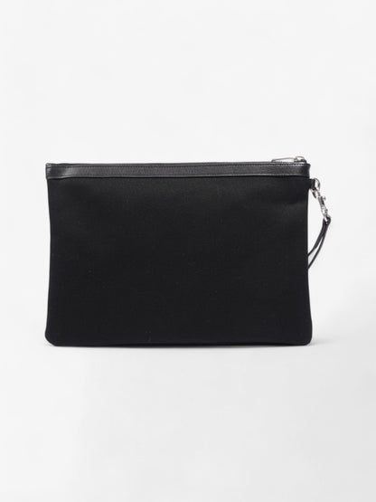 Saint Laurent Rive Gauche Wristlet Black / White Canvas