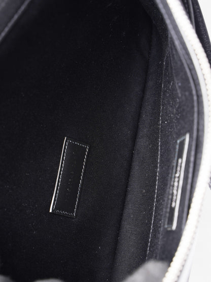 Saint Laurent Rive Gauche Wristlet Black / White Canvas