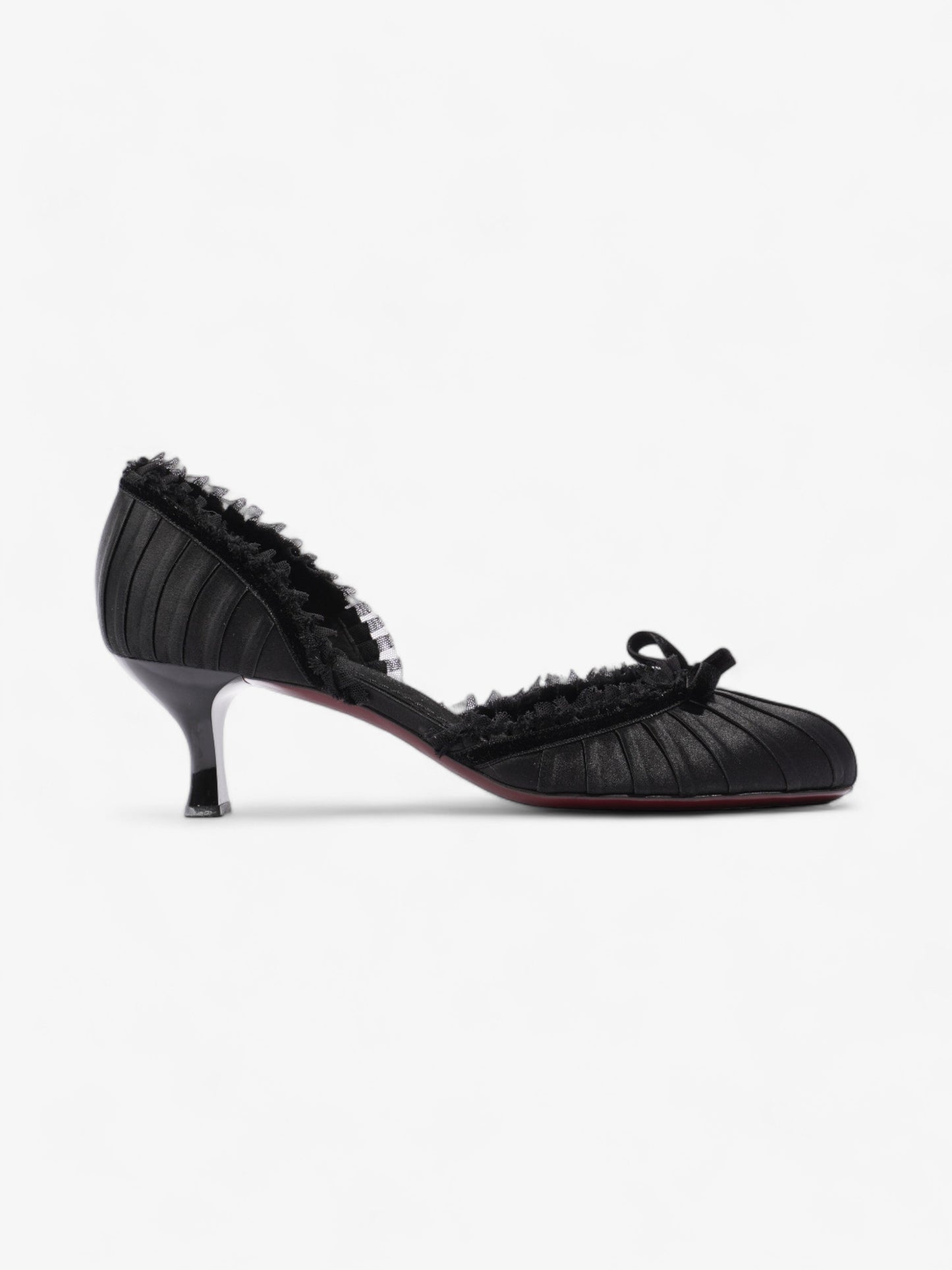Louis Vuitton Ballet Pumps Heels 60mm Black Satin EU 38.5 UK 5.5