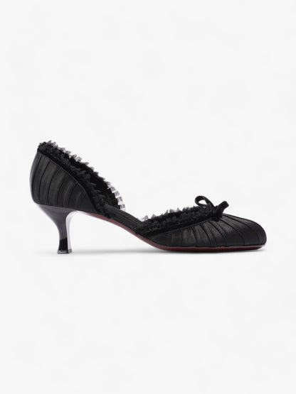 Louis Vuitton Ballet Pumps Heels 60mm Black Satin EU 38.5 UK 5.5