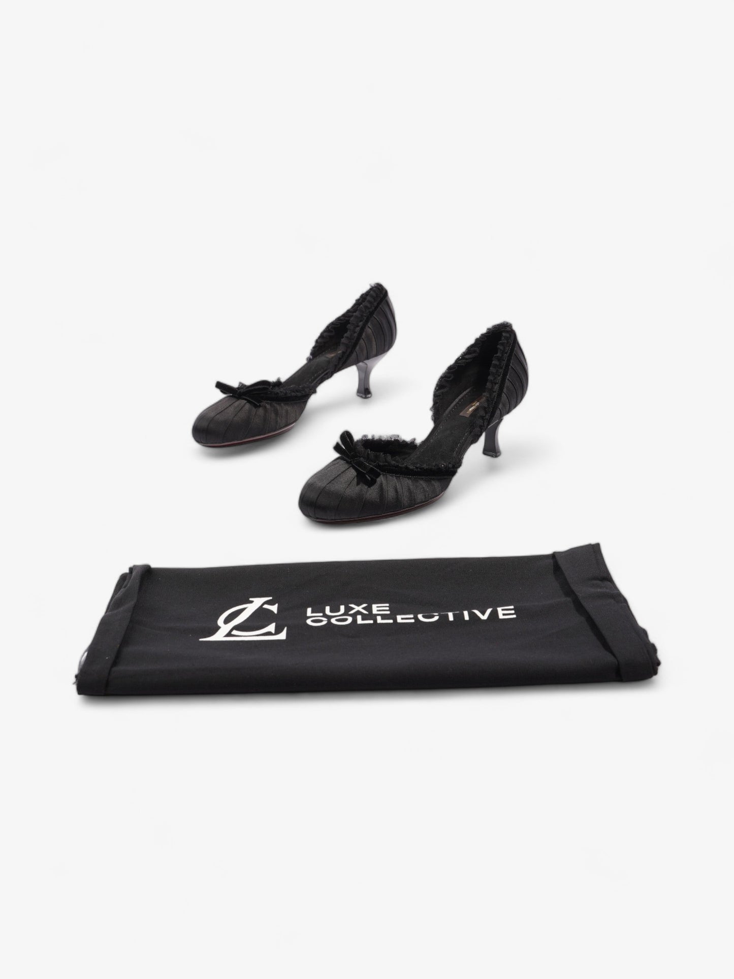 Louis Vuitton Ballet Pumps Heels 60mm Black Satin EU 38.5 UK 5.5