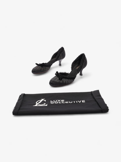 Louis Vuitton Ballet Pumps Heels 60mm Black Satin EU 38.5 UK 5.5
