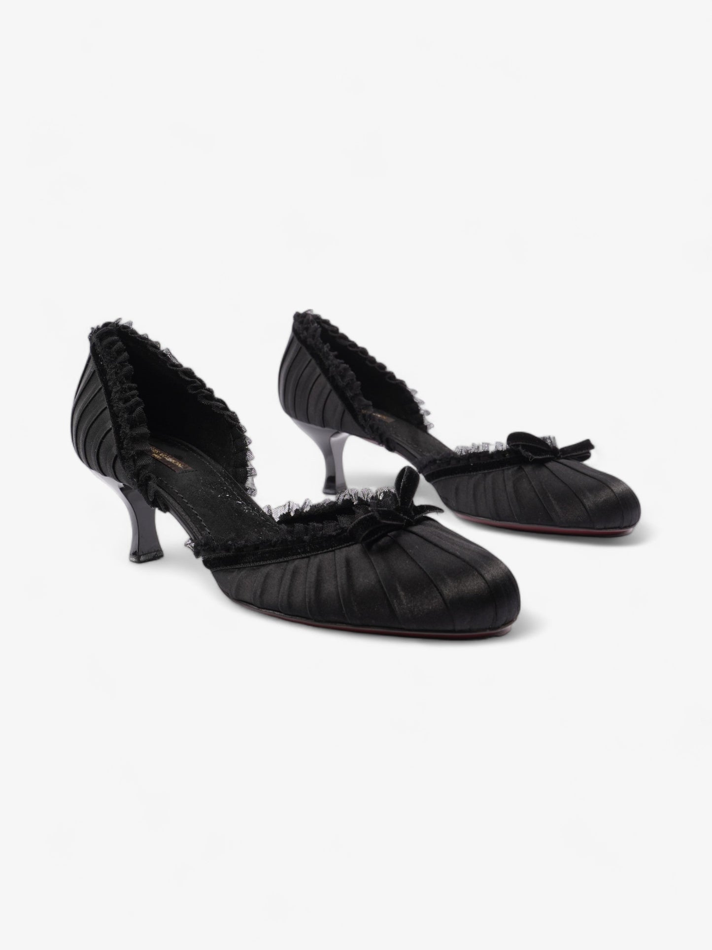 Louis Vuitton Ballet Pumps Heels 60mm Black Satin EU 38.5 UK 5.5