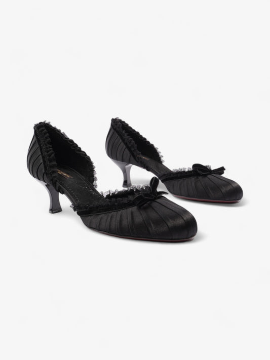Louis Vuitton Ballet Pumps Heels 60mm Black Satin EU 38.5 UK 5.5