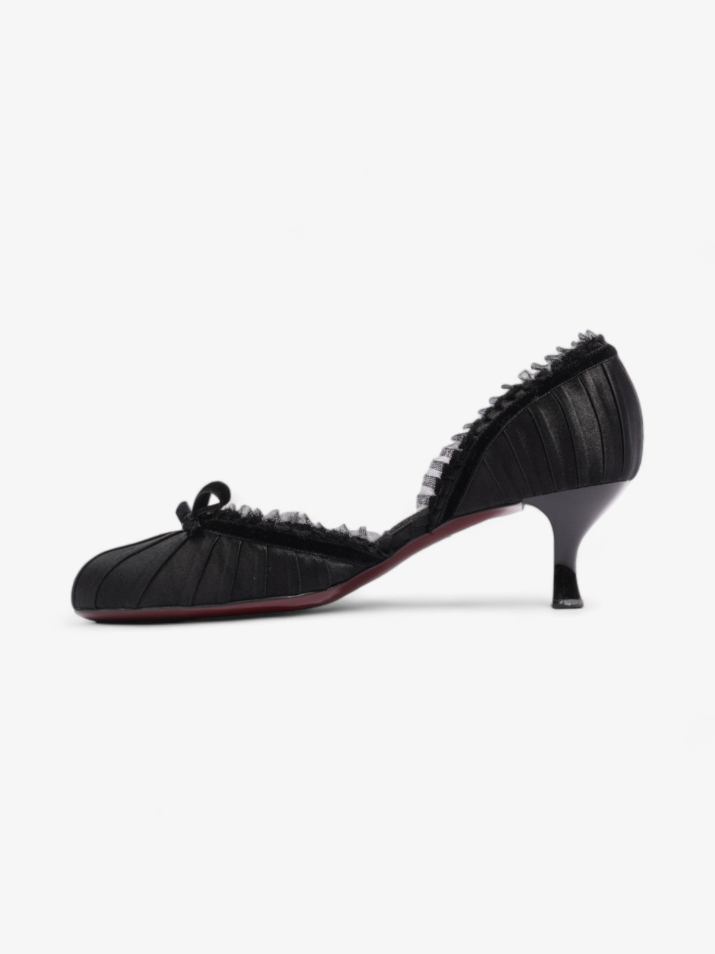Louis Vuitton Ballet Pumps Heels 60mm Black Satin EU 38.5 UK 5.5