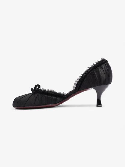 Louis Vuitton Ballet Pumps Heels 60mm Black Satin EU 38.5 UK 5.5