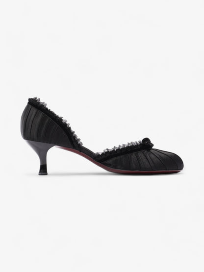 Louis Vuitton Ballet Pumps Heels 60mm Black Satin EU 38.5 UK 5.5
