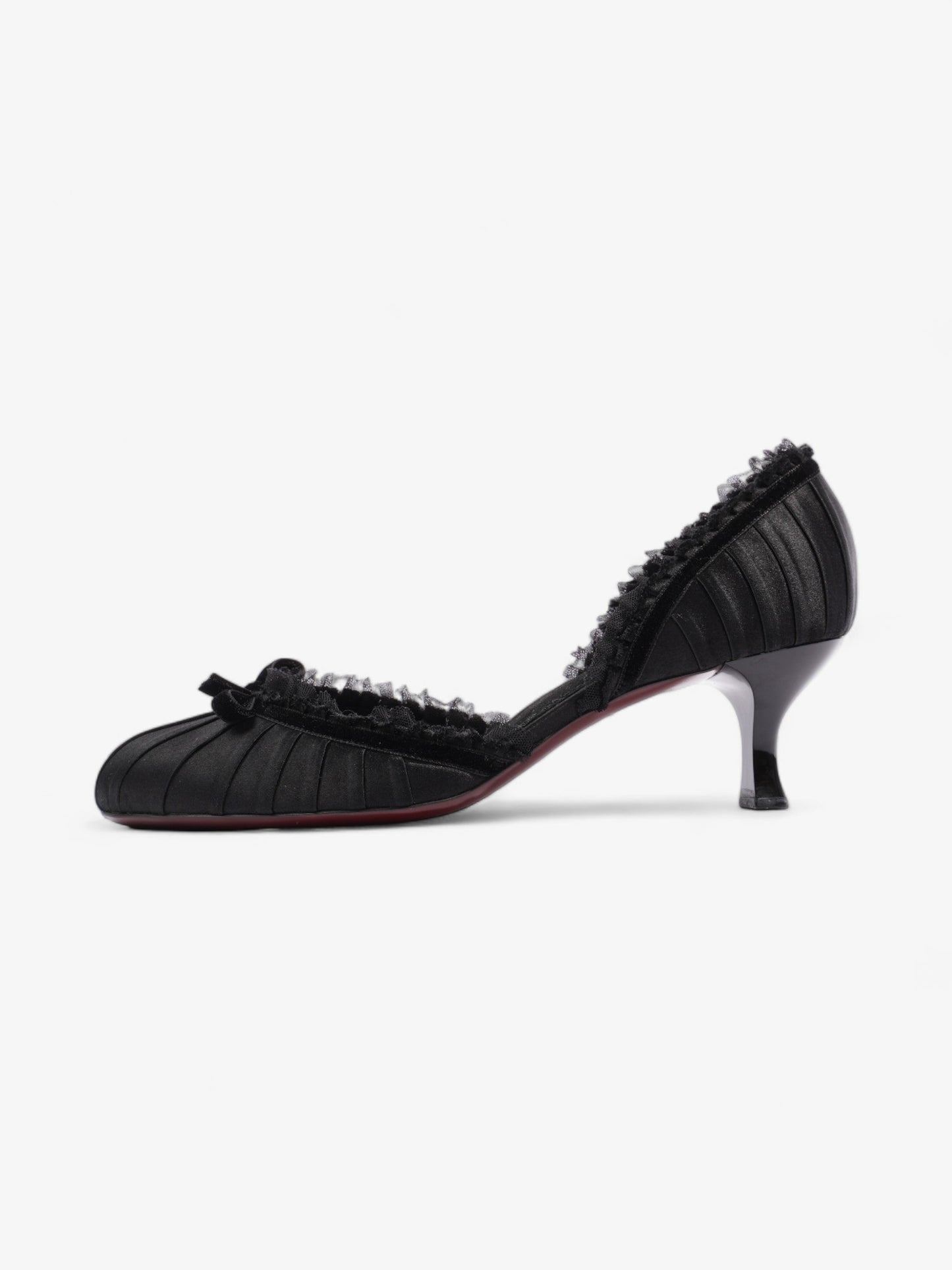 Louis Vuitton Ballet Pumps Heels 60mm Black Satin EU 38.5 UK 5.5