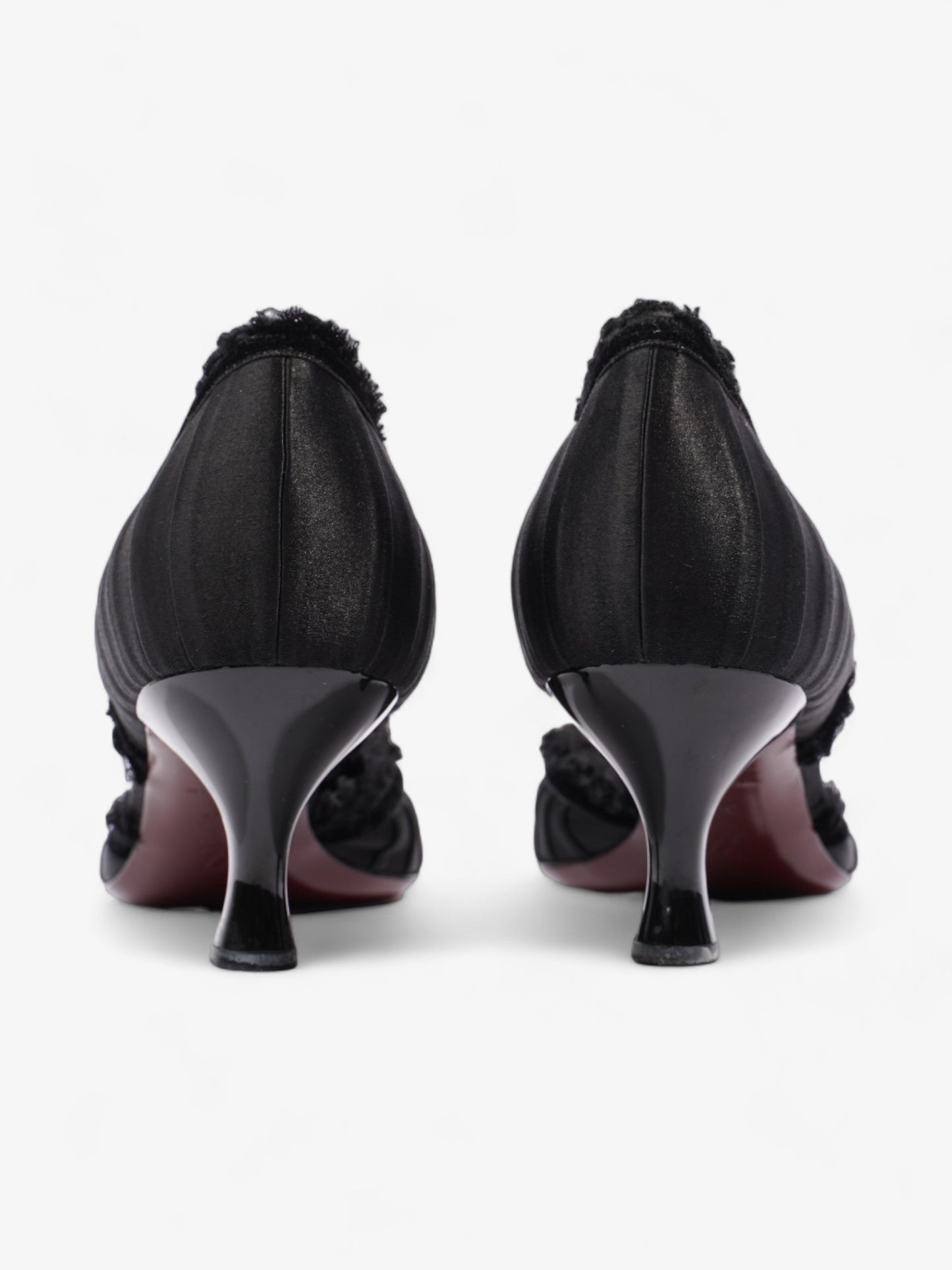 Louis Vuitton Ballet Pumps Heels 60mm Black Satin EU 38.5 UK 5.5