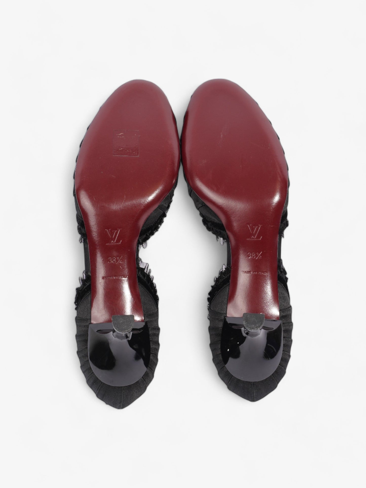 Louis Vuitton Ballet Pumps Heels 60mm Black Satin EU 38.5 UK 5.5