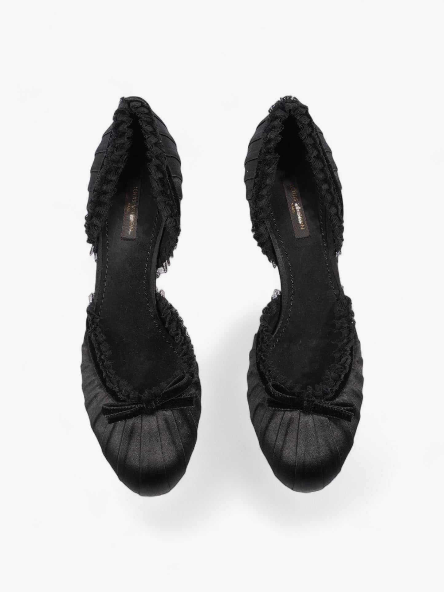Louis Vuitton Ballet Pumps Heels 60mm Black Satin EU 38.5 UK 5.5