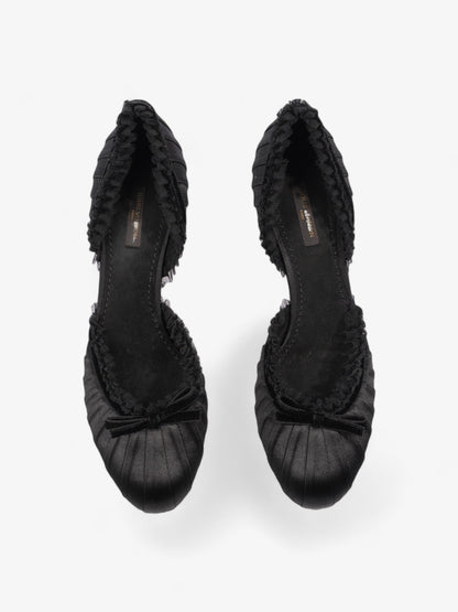 Louis Vuitton Ballet Pumps Heels 60mm Black Satin EU 38.5 UK 5.5