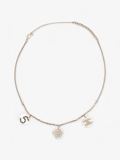Chanel CC Three Pendant Necklace Light Gold Base Metal