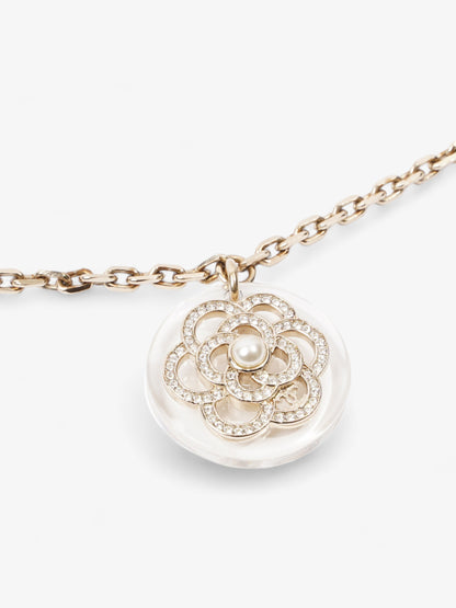 Chanel CC Three Pendant Necklace Light Gold Base Metal
