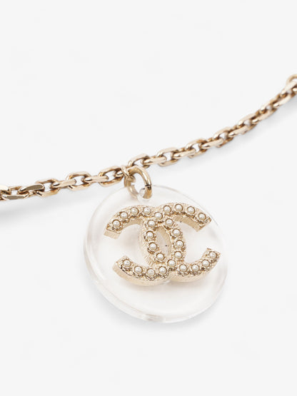 Chanel CC Three Pendant Necklace Light Gold Base Metal