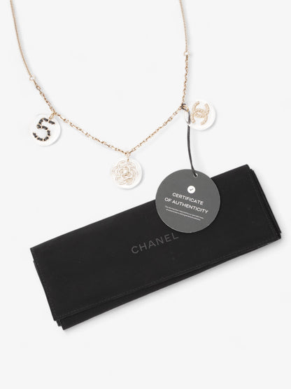 Chanel CC Three Pendant Necklace Light Gold Base Metal