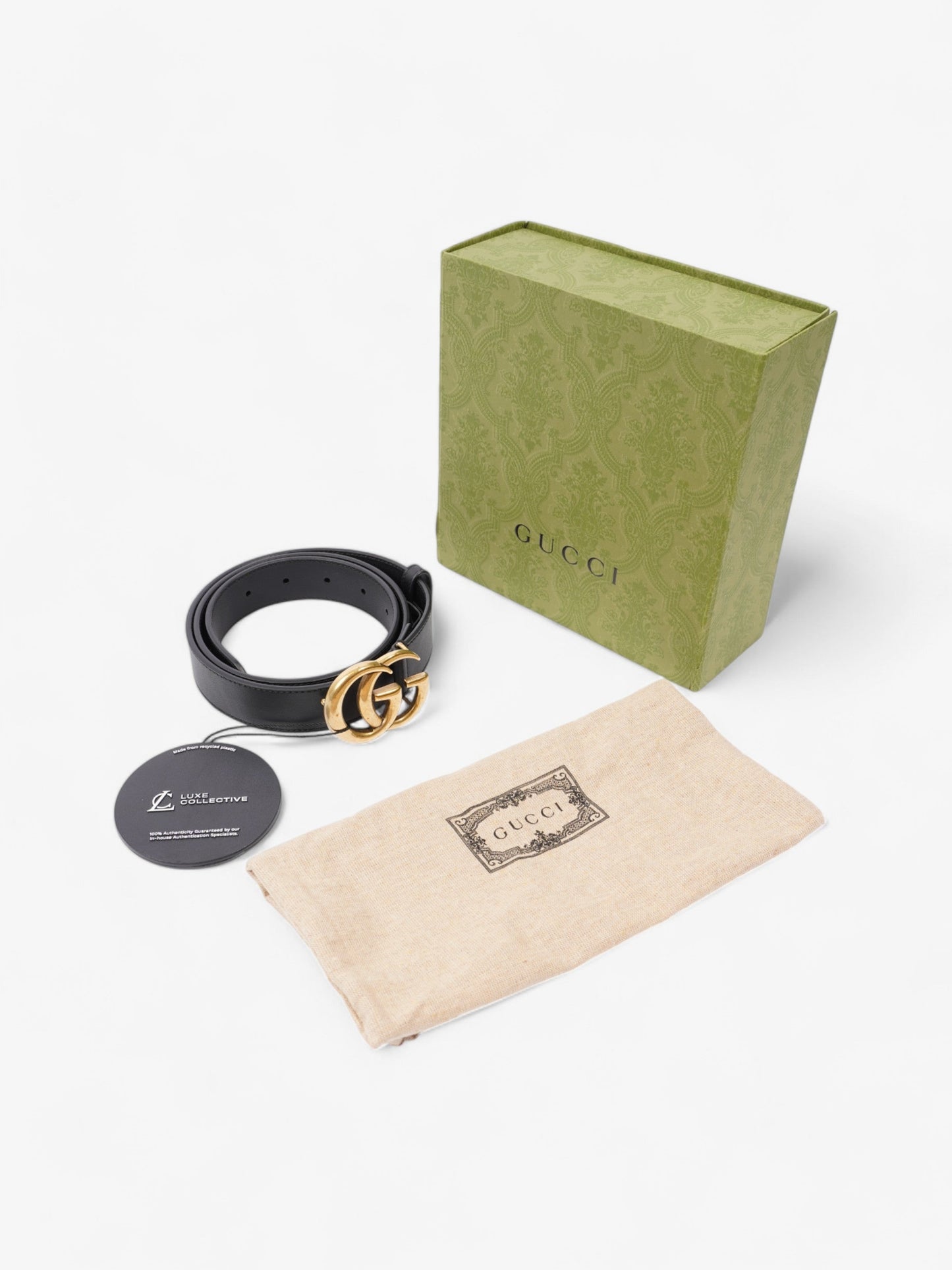 Gucci GG Marmont Belt Black / Gold Leather 90cm / 36"