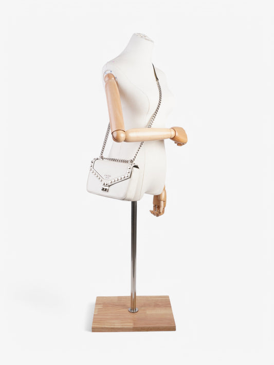 Prada Studded Shoulder Bag White Leather