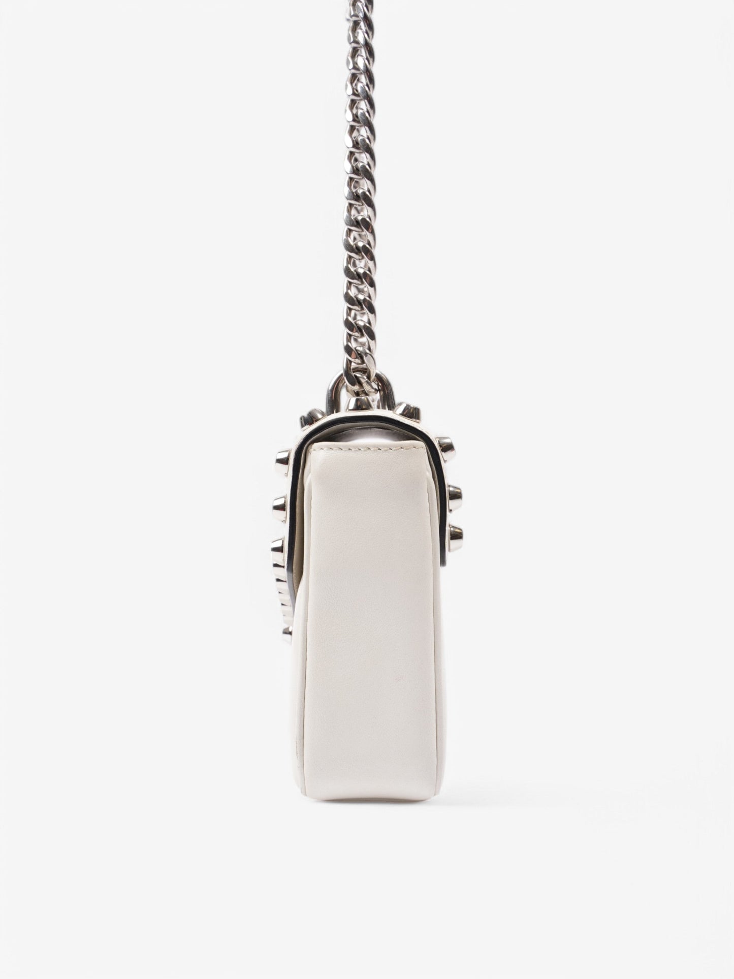 Prada Studded Shoulder Bag White Leather